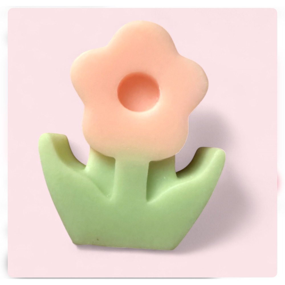 2Pc Pink Flower Soy Wax‎ Candles Tulip Shaped Handmade Pastel Home Decor 2.75in